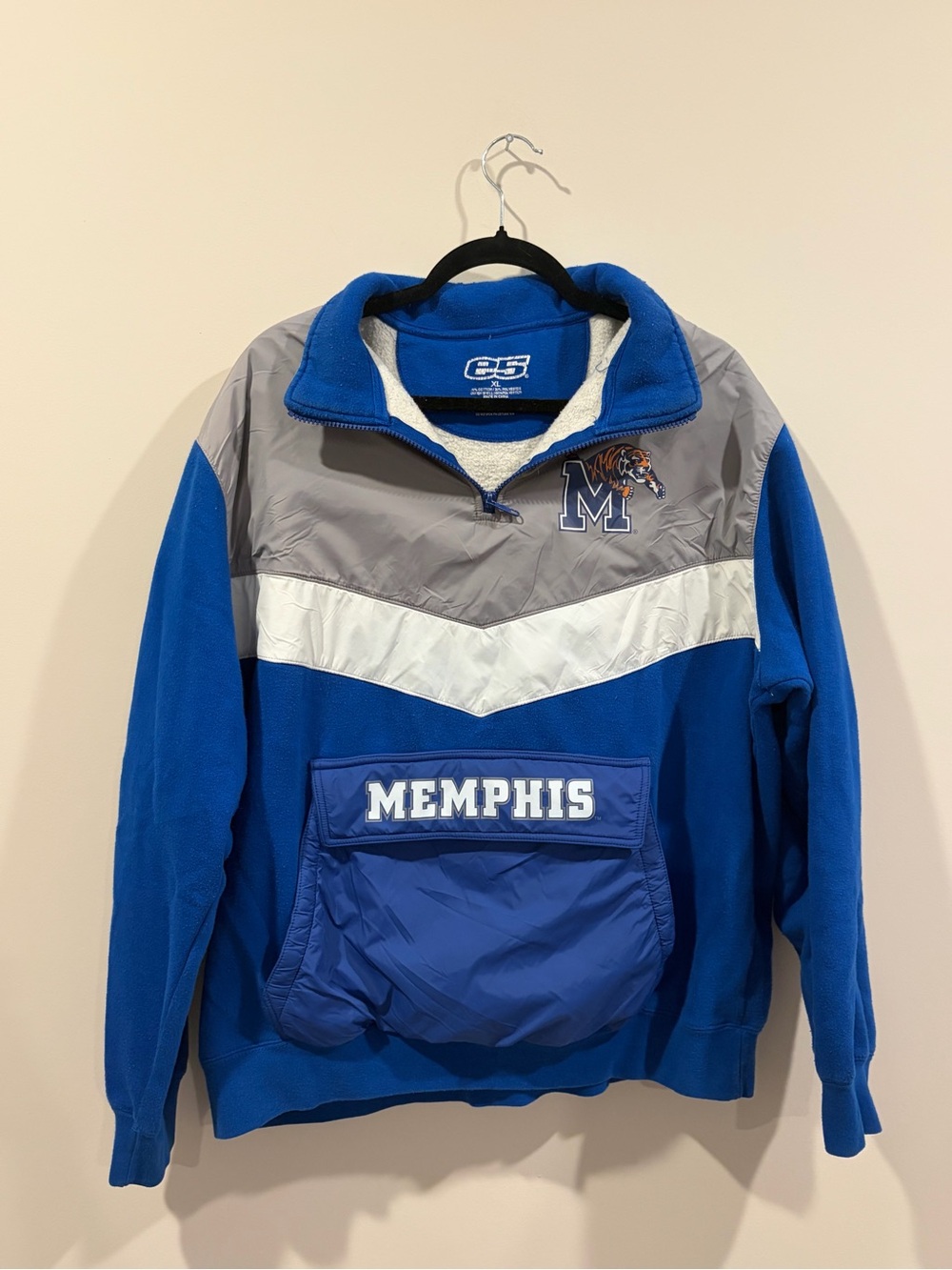 Memphis Blue Pullover Jacket with Chevron Detail